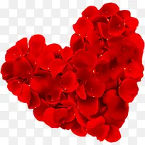 红玫瑰花瓣组成的心形