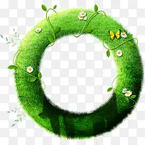 花朵缠绕绿色圆环