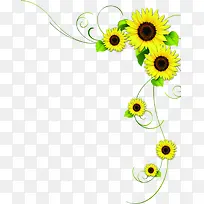 手绘黄色向日葵花朵边框装饰