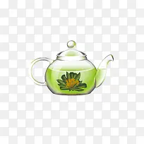 漂浮绿茶壶
