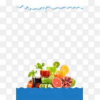 创意夏日酷饮料水果评理边框