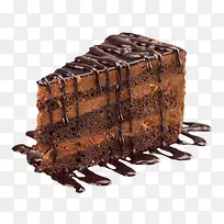洒满巧克力酱料的夹层蛋糕