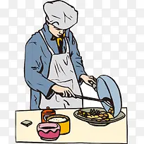卡通手绘厨师服装做菜厨师男人