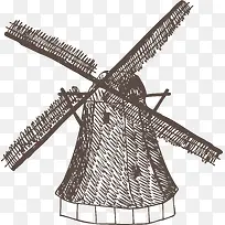 手绘荷兰风车
