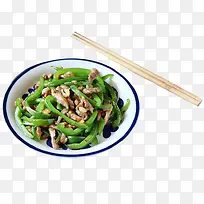 青椒肉丝盖浇饭 筷子 中国风 