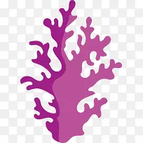 手绘矢量海洋动植物紫色珊瑚树素