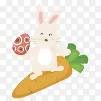 复活节可爱彩蛋小兔子胡萝卜矢量