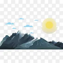 太阳和大山矢量图