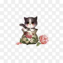 可爱花瓶小猫图片