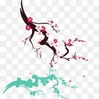 春天美丽桃花树枝