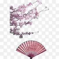 粉色桃花树枝装饰图案