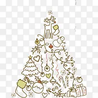 手绘素描圣诞元素小树