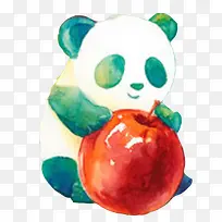 熊猫吃苹果素材图片