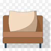 卡通棕色单人沙发