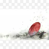 中国风小红伞插画