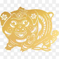 中华传统艺术文化金猪剪纸元素设
