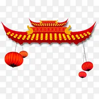 手绘新年装饰灯笼素材