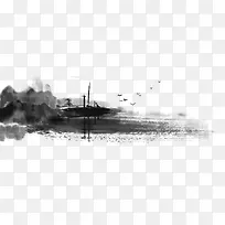 水墨画小舟