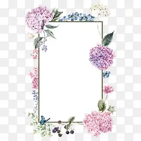 手绘绣球花装饰边框