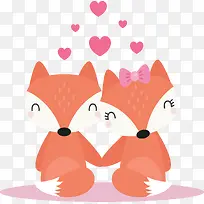 爱心气泡狐狸情侣