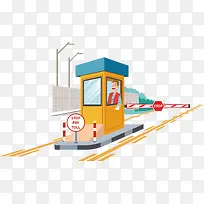公路交通岗亭收费站矢量素材