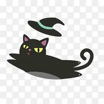 一只带着魔法帽的黑猫