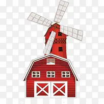 可爱红色农场风车
