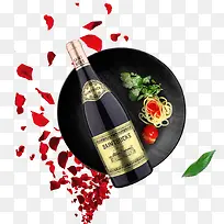 花瓣和红酒