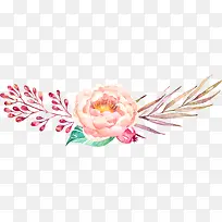 卡通手绘粉色鲜花透明素材