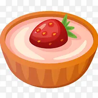 美味草莓布丁矢量插画