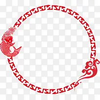 中国风红色鲤鱼边框