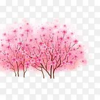 粉红色鲜花树叶少女装饰素材