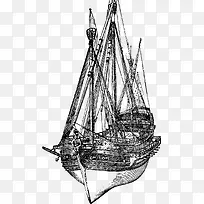 古代木船素描矢量图