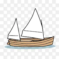 卡通航海小木船矢量图