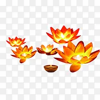 手绘卡通中元节莲花灯