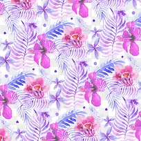 水彩手绘淡紫色花海平铺素材
