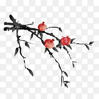 水墨画梅花桃花