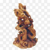 产品实物古典木雕双龙戏珠