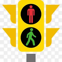 卡通路口红绿灯素材图