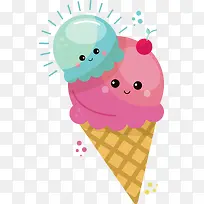 卡通可爱微笑冰淇淋