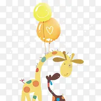 免抠卡通手绘长颈鹿气球装饰