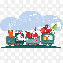 卡通圣诞小火车