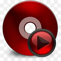 CD媒体黑色红红色图标