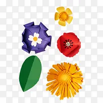 创意手绘质感五颜六色的花朵
