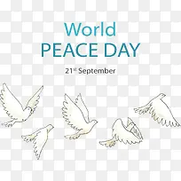 手绘鸽子世界和平日