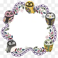 矢量猫头鹰边框