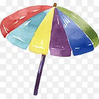 清凉夏日手绘遮阳伞矢量素材