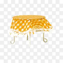 黄色格子纹桌布桌子