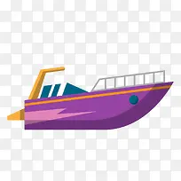 紫色卡通小船矢量图