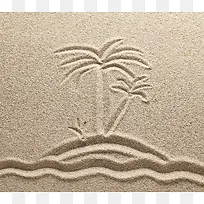 沙子上画的椰子树